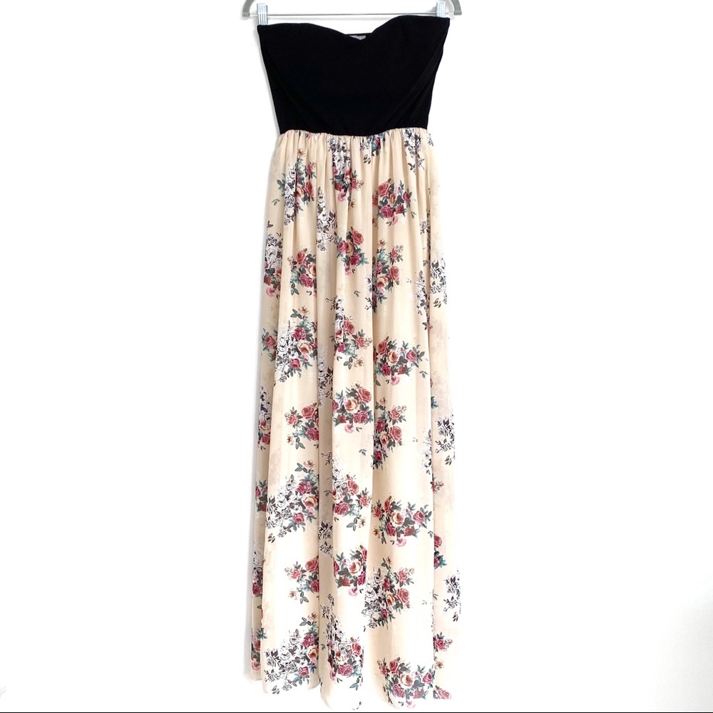 Bailey blue strapless floral maxi dress